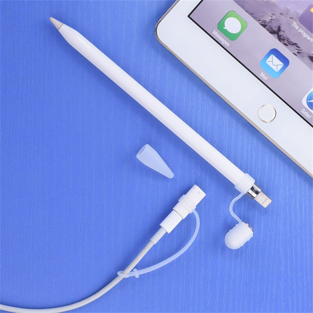 Cobertura de silicone 3 em 1 para apple pencil, estojo para lápis, capa com ponta para suporte, adaptador para ipad pro 10.5 12.9 9.7, estojo para lápis o5