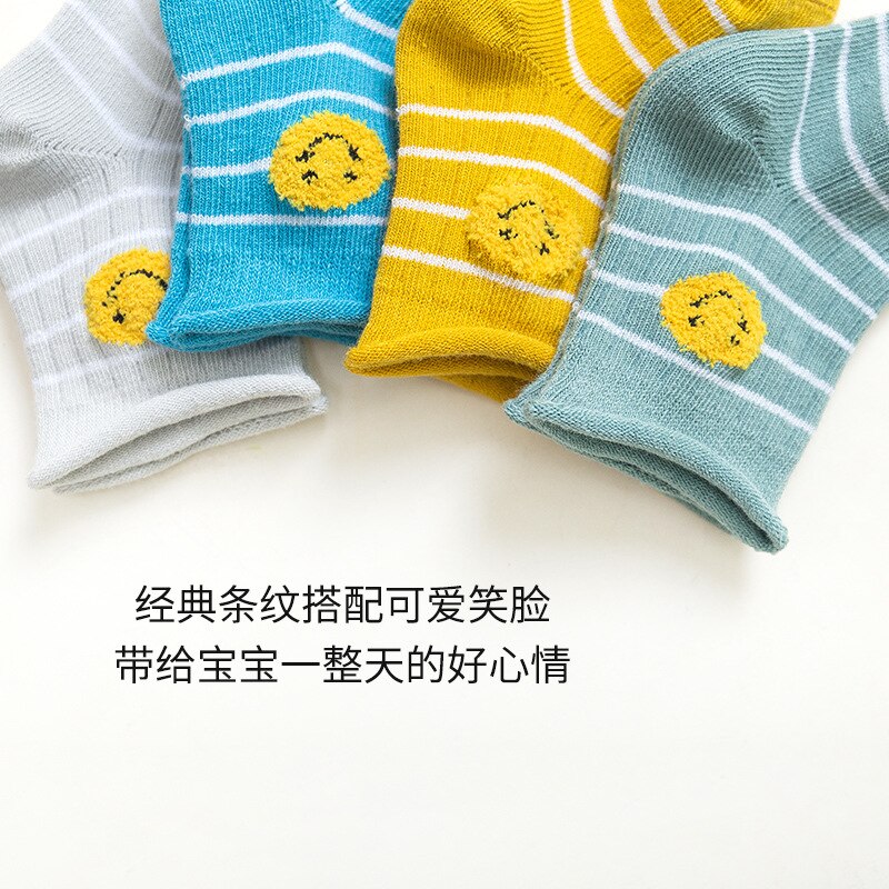 4Pairs/set Newborn Baby Boy Socks Cotton Baby Girl Socks Autumn Winter Baby Socks for Girls Cartoon Striped Infant Thing