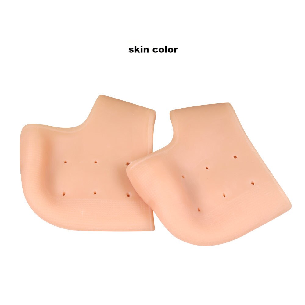 Silicone Heel Protector Protective Sleeve Heel Spur Pads for Relief Plantar Fasciitis Heel Pain Reduce Pressure on Heel 2Pcs: With holes Skin tone