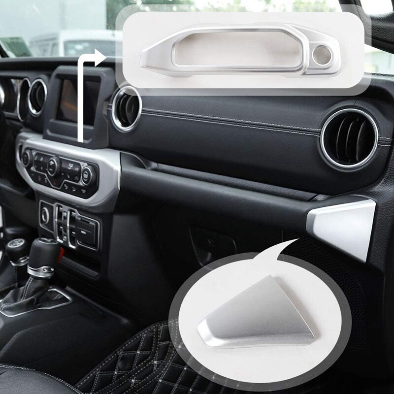 Car Silver Air Conditioner Control Panel Trim Decoration Stickers Trim ABS Cover for Jeep Wrangler JL