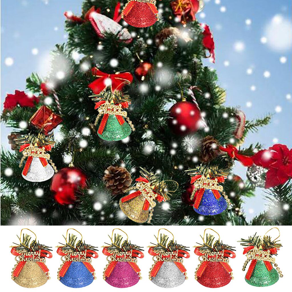 Kleur Afstoffen Plastic Bel Kerstboom Accessoires Bell Diameter 3.5Cm Vrolijke Kerstboom Decoratie Рождество