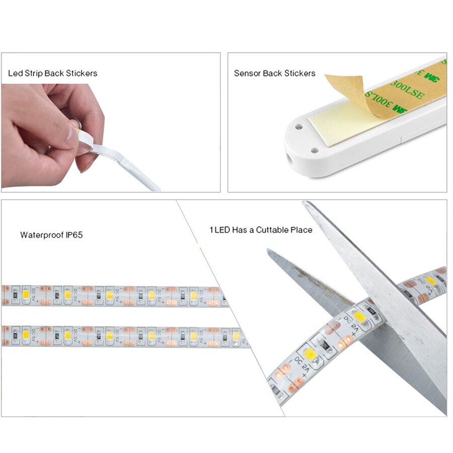 5V Batterie LED Werbung Licht Streifen 1m 2m 3m Drahtlose PIR Sensor Bewegung flexibel Diode Band LED Streifen für Werbung Lampe
