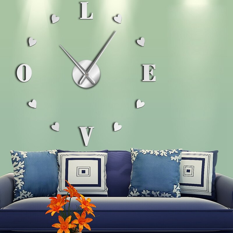 Diy Heart Shaped Numbers Wall Art Large Wall Clock Hearts Wall Decor Nursery Artwork Big Clock Wall Romantic Valentines