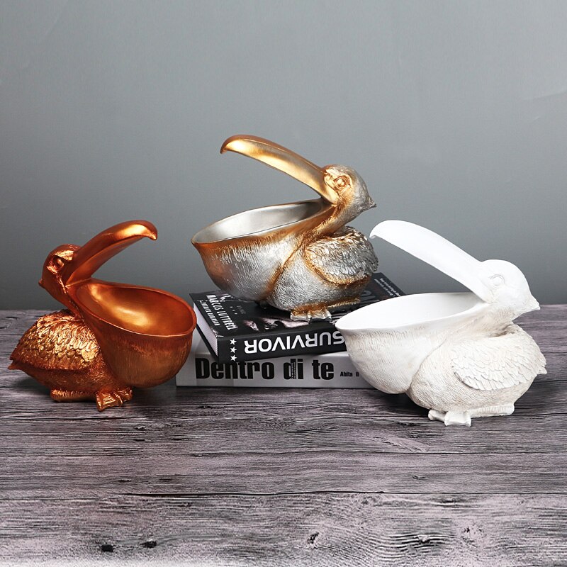 Zachte Decoratie De Pelikaan Standbeeld Deur Sleutel Veranda Wijn Kast Opbergdoos Thuis Toekan Hars Sculptuur Vogel Art Ornament
