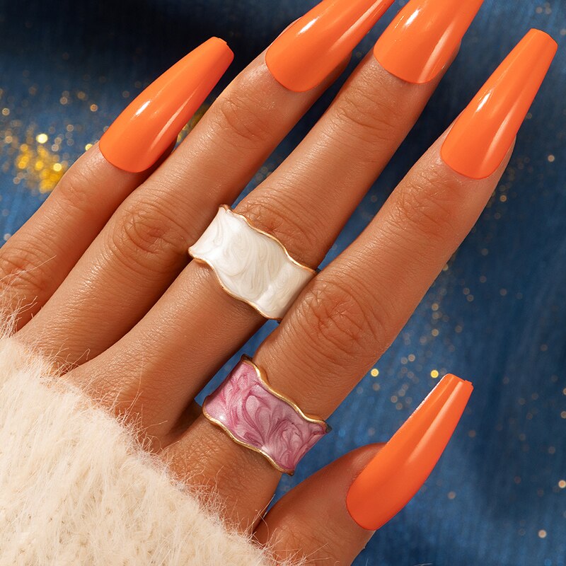 Docona Neue charmant Bunte Tropft Öl Offenen Kunckle Ring einstellen für Frauen eins Einfache Wasser Welligkeit Ringe Partei Schmuck 17540
