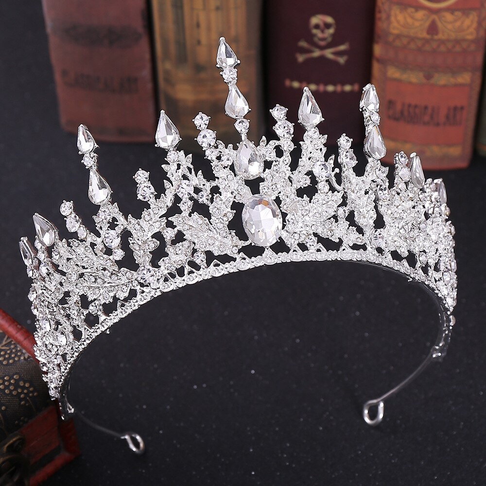 Tiara de cabelo para noiva, tiara de cristal de bronze retrô barroca para noiva, coroa, strass paga, diadema, tiara de véu para casamento, acessórios de cabelo