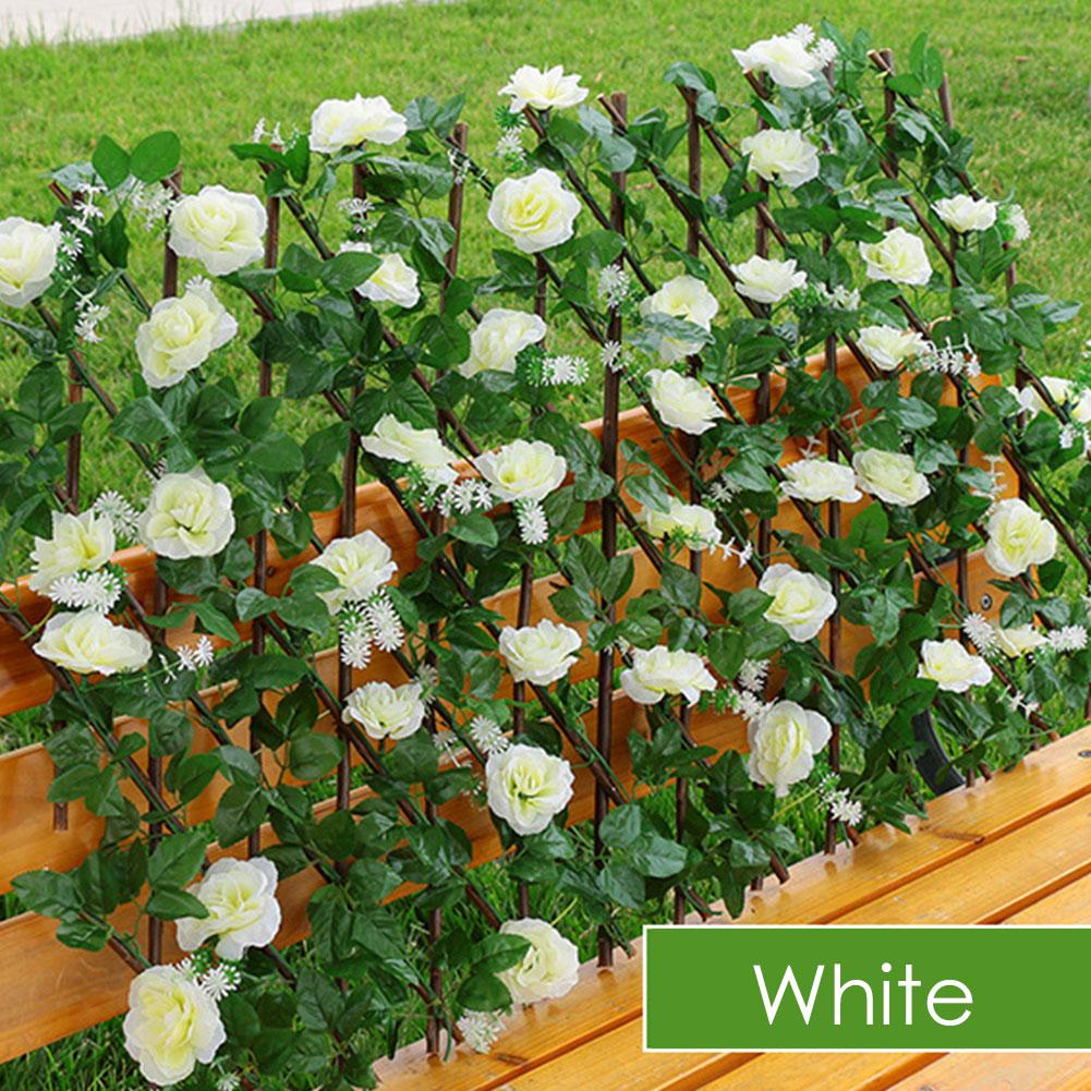 S/M di Legno Siepe con dovuto Colori Boccioli di Foglie di Decorazione del Giardino di selezione Espansione Traliccio Dello Schermo di Segretezza Solido Recinto di Legno