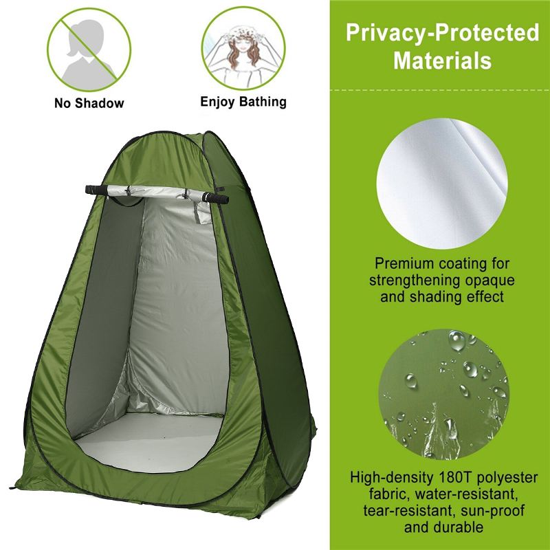 Portable Outdoor Waterproof Easy Open 190T Tent Camping Beach Shower Changing Room Foldable With Bag Army Green/Blue
