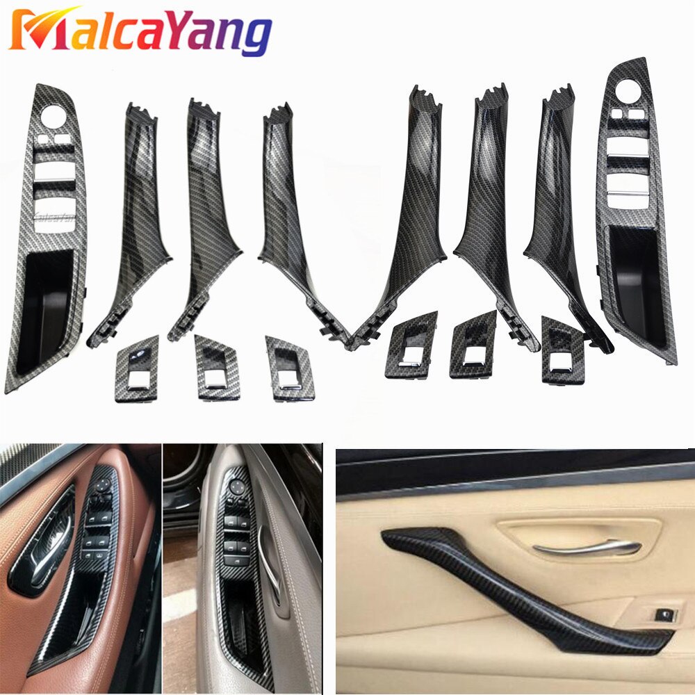 Carbon Fiber ABS Interior Door Handle Trim For BMW 5 Series F10 F11 F18 LHD