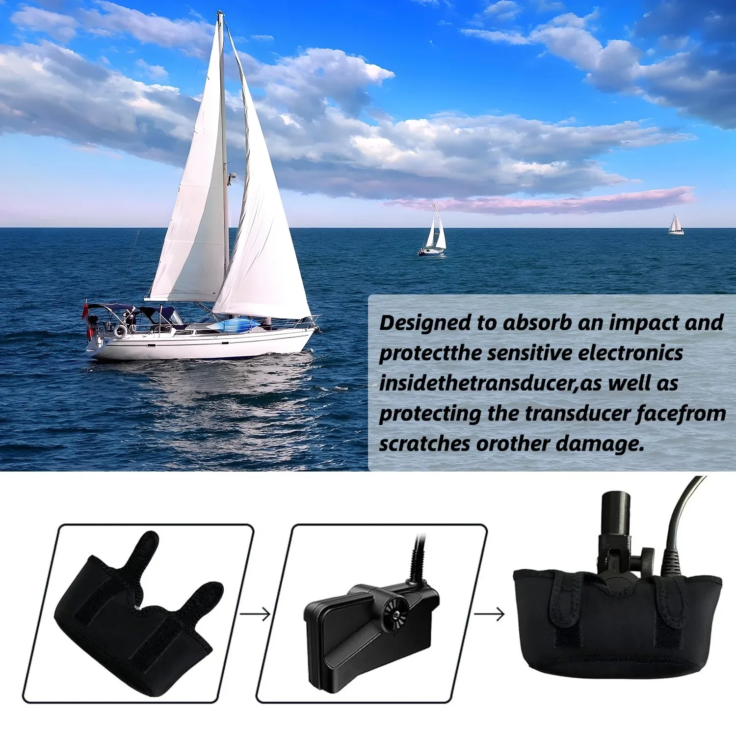 Copertura per trasduttore da viaggio per Garmin Livescope Plus LVS34, protezione resistente all'acqua e ammortizzante per sonar per barca/desca