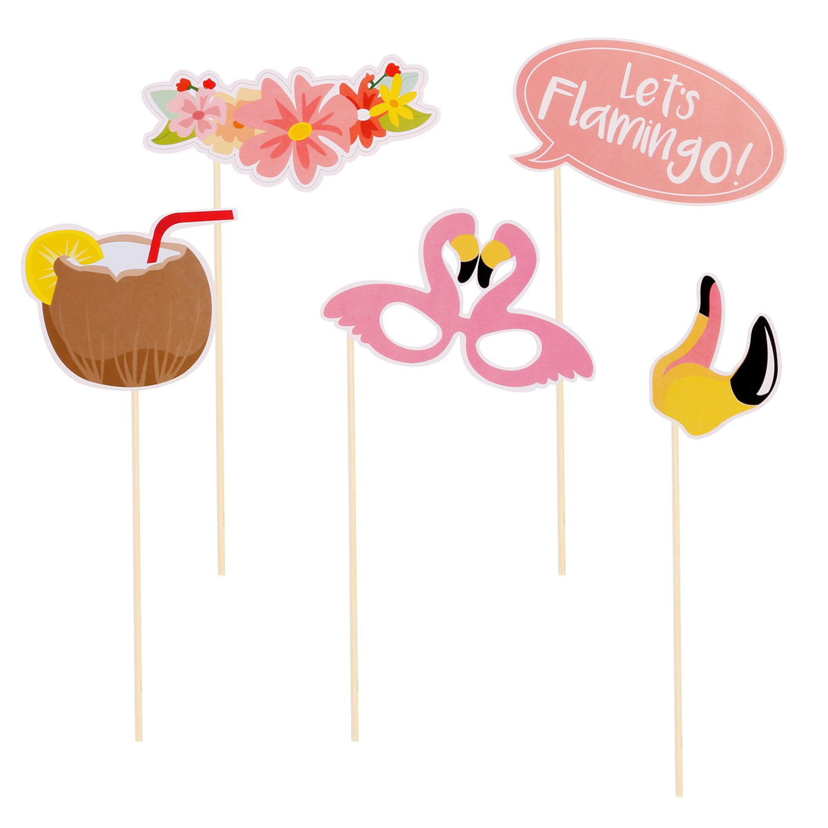 21pcs Flamingo Hawaii Thema Zomer Party Photo Booth Props Kit DIY Luau Feestartikelen voor Wedding Beach Party