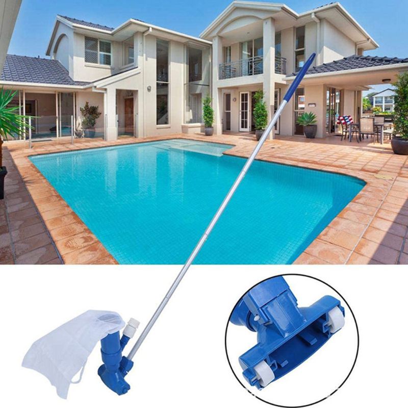 Swimming Pool Maintenance Cleaner Tool Kit Hand Held Water Vacuum Skimmer Section Head Cleaning Net Kit Pool