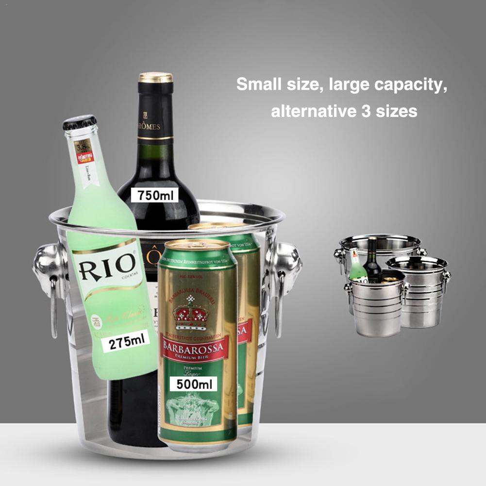 Stainless Steel Ice Bucket Thick Ice Holder Container for Bar Party Champagne Wine Barrel Silver