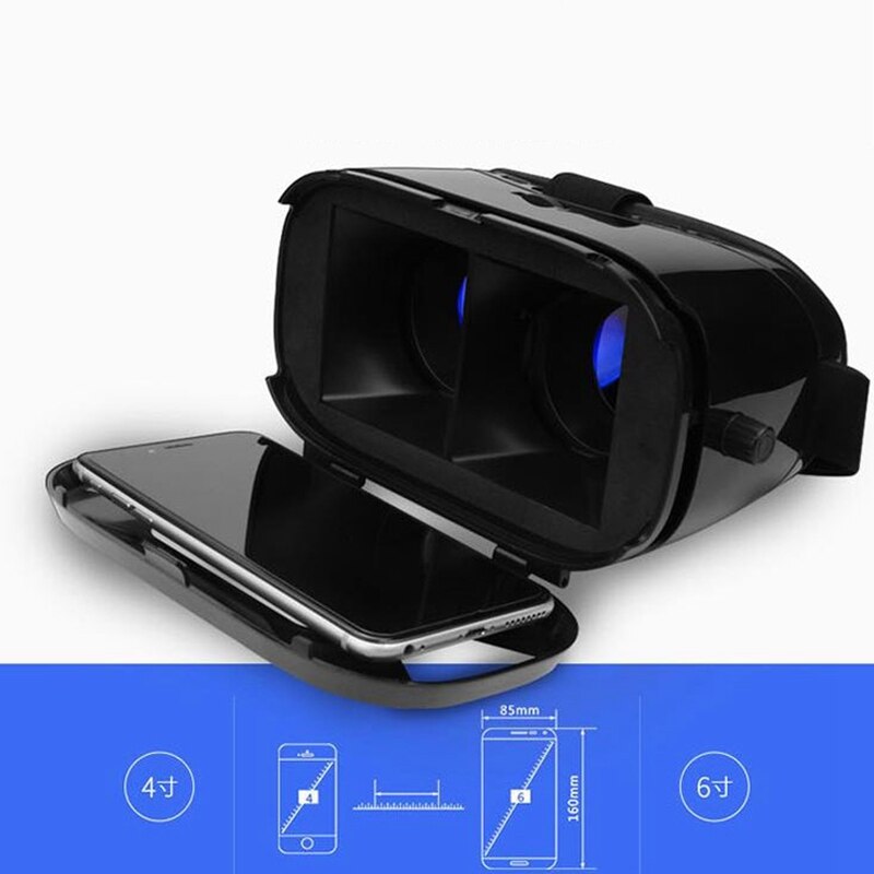 VR Virtual Reality Glasses 3D Headset Stereo Helmet Box with Eye Diopter Adjustment Panoramic View for Smartphones 4.5-6.0 Inch