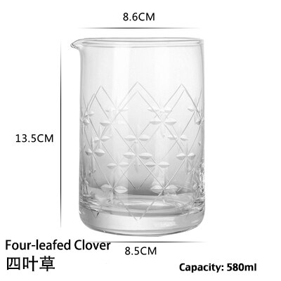 Vaso Mezclador de cristal de estilo japonés, patrón de diamante, 600ml: Four-leafed 580ml