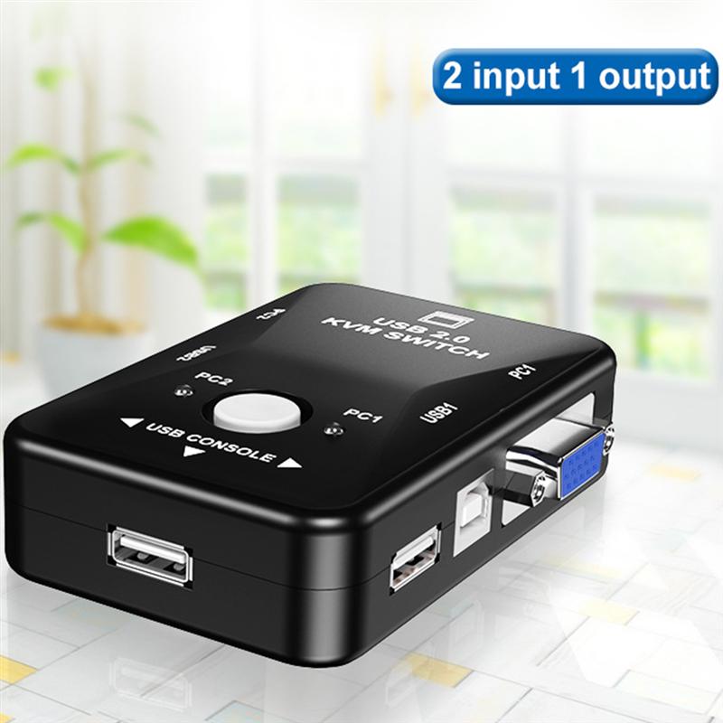 Manual Vga Switcher 2 Poort Vga Video Switch Box Usb Switch Box Duurzaam Converter Met Toetsenbord Muis Voor Kvm Lcd pc Video Comput