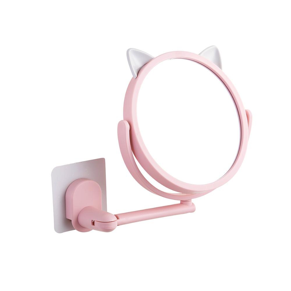 Puch Free Wall-mounted Foldable Small Mirror Bathroom Vanity Mirror Bathroom Toilet Self-adhesive Mirrors: Pink