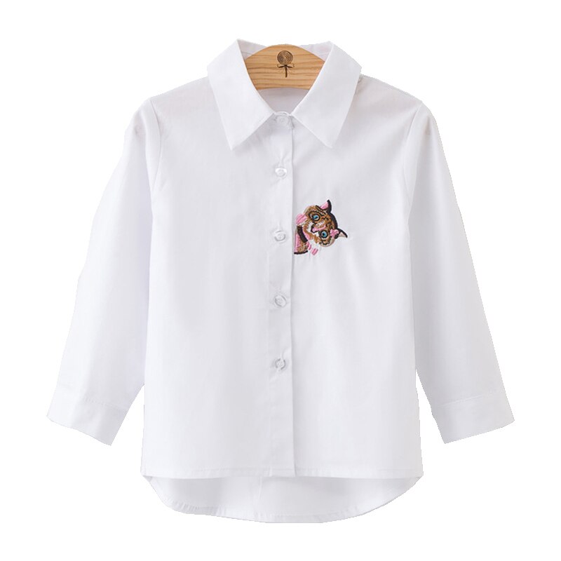 Beke mata blusa branca para crianças meninas 2022 primavera menina grande topos de manga longa adolescente escola meninas camisas roupas infantis 4 a 13: Azul / 3-4T