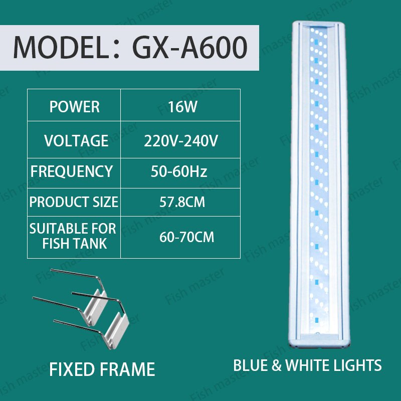 Fish tank light led light aquarium full spectrum brightening waterproof lighting grass tank light energy grass lamp: 60CM white and blue