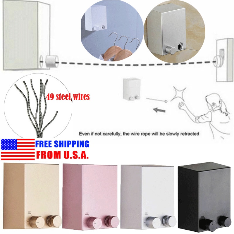 Clothesline Wall Stretch Washing Cloth Line Retractable Outdoor Indoor Dryer Laundry Hanger Contraction Bathroom Accessories