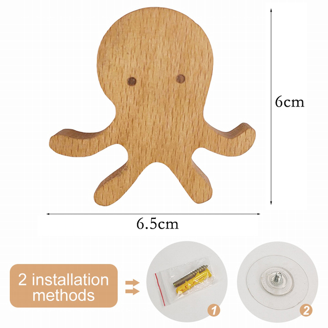 Crochets en bois d'animaux, 1 pièce, mignon, décoration de chambre, porte-clés mural, patère, porte de maison, crochet en bois, accessoires de cuisine, Gadget: GRIS FONCÉ
