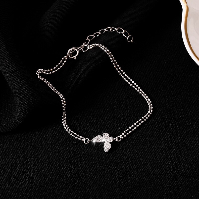 Pulseira com pingente de estrela e lua ajustável, pulseira simples, adorável, brilhante, de zircônia, joias femininas para amantes, presente