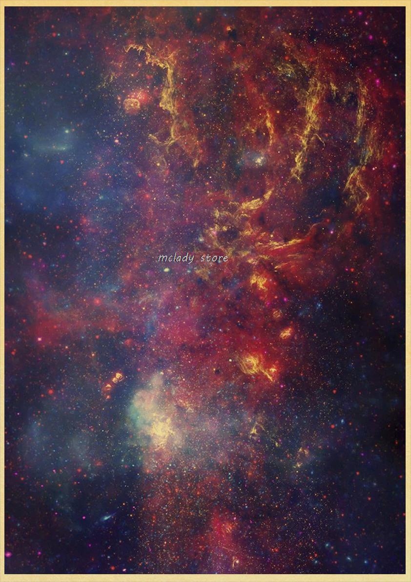 Plakater for verdensrommet stjernehimmelen rom galaksedekor solsystemet planet univers vintage kraftkunst veggmaleri: Lys gul / 12 x 16