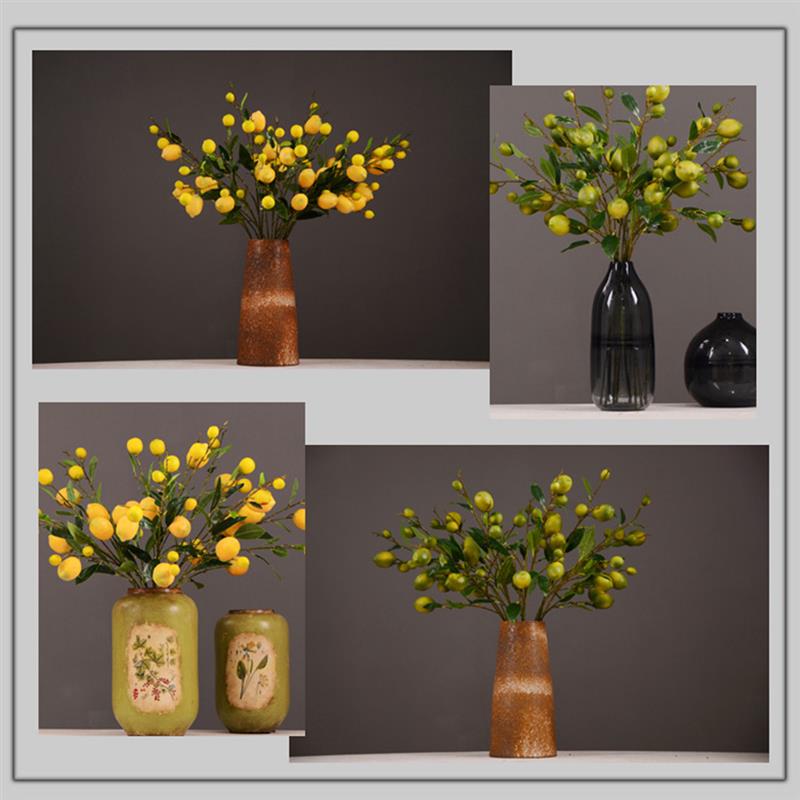 Artificial Lemon Branch Decorative Lifelike Faux Lemon Fruit Decor For Household Party Office Artificial Plants Accessories