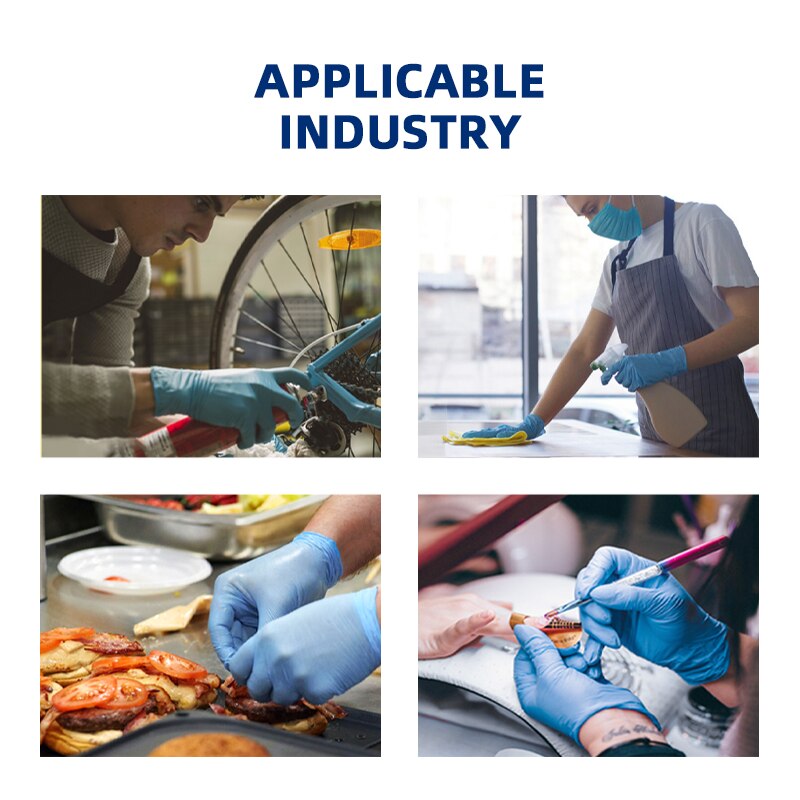 100 Stuks Wegwerp Nitril Handschoenen Allergie Gratis Olie-Proof Voor Huis Schoonmaken/Voedsel/Tuin Handschoenen Universele Voor links En Rechts