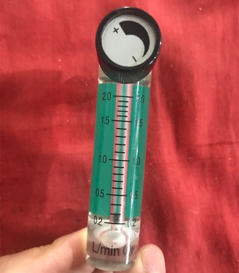 Acryl Gas Lucht Zuurstof Flowmeter Flowmeter Countor Indicator O2 Met Klep Messing Connector 0.1Mpa 0.2-2.0L/Min hoogte 93Mm