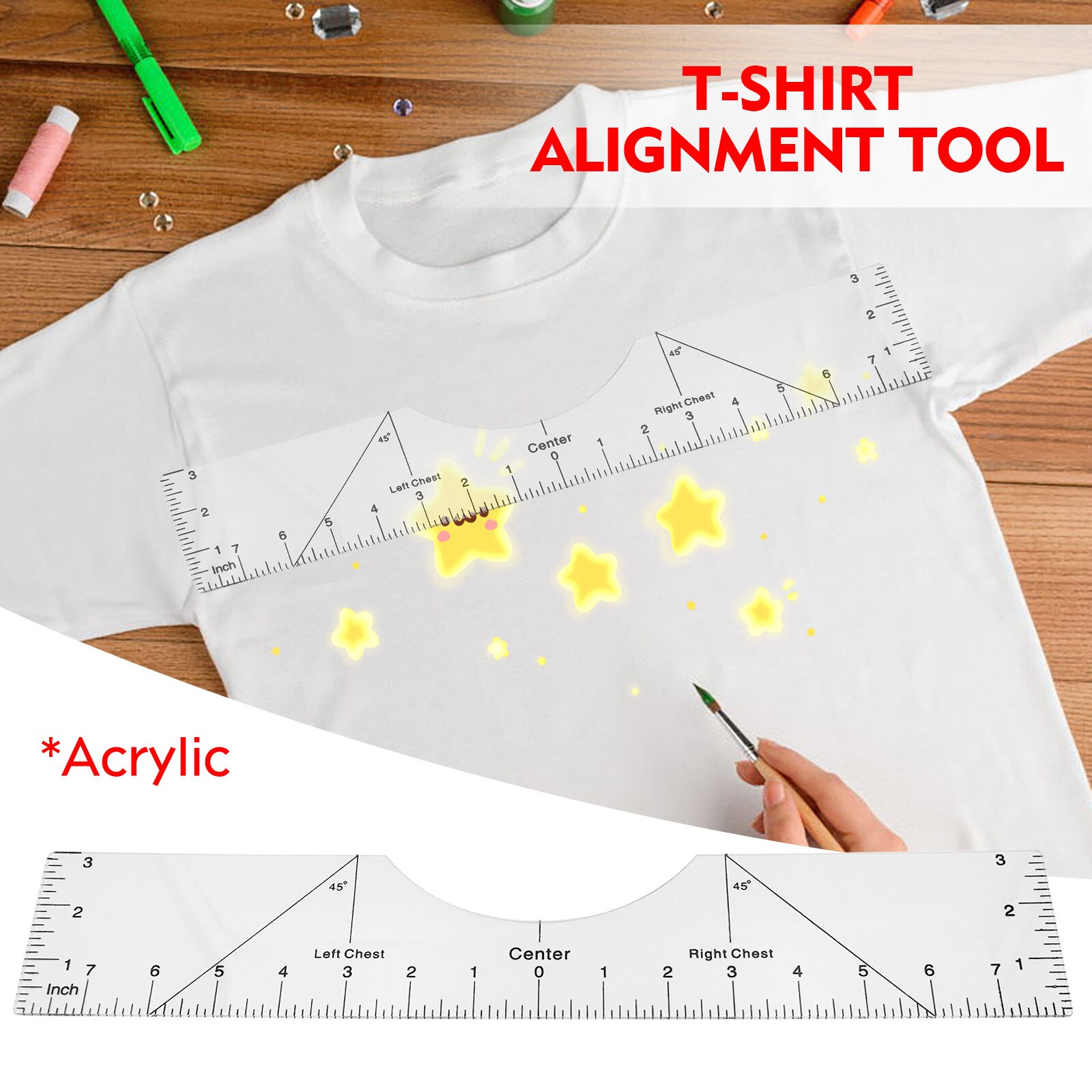 T-Shirt Ruler Guide Vinyl T-Shirt Ruler Guide Sublimation Designs on T-shirt Vinyl Ruler Guide Size Chart T-Shirt Ruler DIY Tool