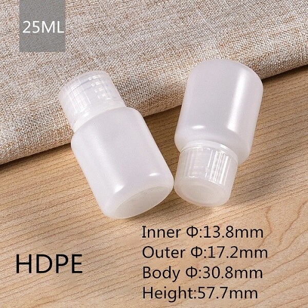 Empty HDPE bottle narrow mouth solid plastic container for liquid,lotion,cosmetic packaging bottle food grade: 25ml