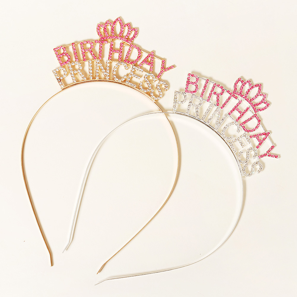 Diadema de feliz cumpleaños con letras en inglés y diamantes de imitación brillantes para mujer, Material de aleación de Zinc, joyería de , accesorio Popular para el cabello