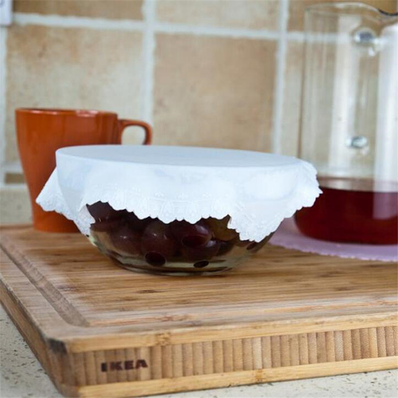 Silicona reutilizable alimentos mantenimiento fresco cubierta de encaje taza esteras Microwavable silicona Stretch tapa utensilios de cocina cubierta