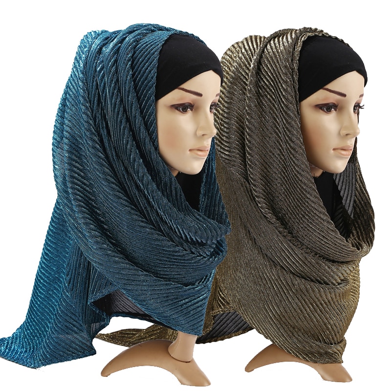 Luksusmerke glitter muslimsk islamsk sjal instant hodeskjerf vanlig omslag foulard dubai hijab femme musulman skjerf turban for kvinner