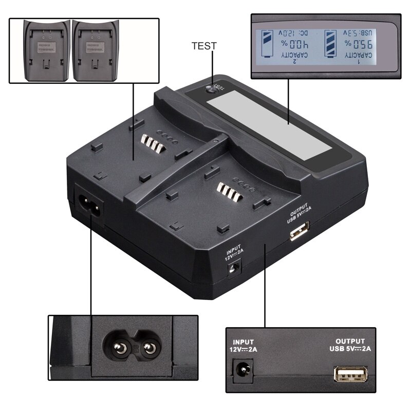 LVSUN AA Câmera Do Telefone Universal Car/AC NB-12L NB12L Carregador Para Gopro herói 5 4 Canon PowerShot G1 X Mark II, G1X Mark 2 N100