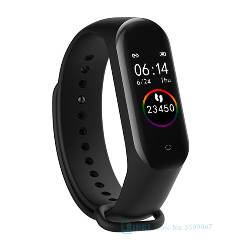 Armband män kvinnor smart klocka telefon android ios blod smartband musik spela kontroll tryck övervaka hjärtfrekvens smart band: Svart