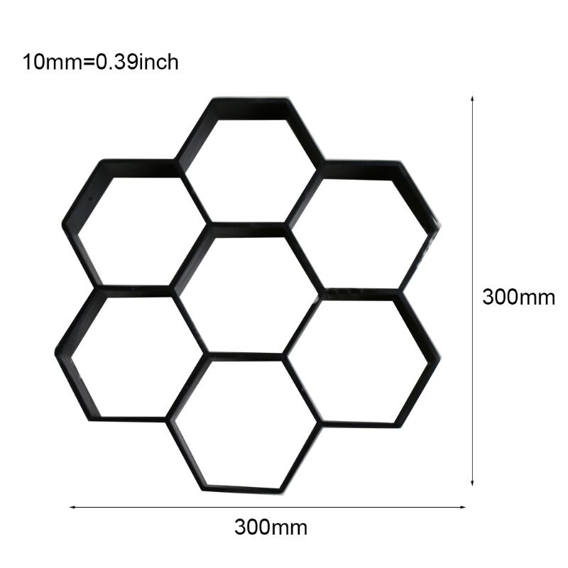 Hexagon DIY Plastic Pavement Concrete Stepping Driveway Paving Stone Path Mold Patio Maker Mould Paver Garden Decor