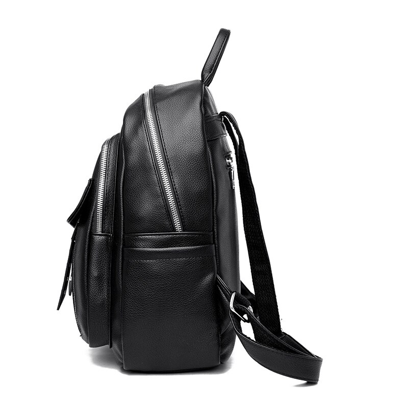Preppy Stijl Pure Kleur Rugzak Voor Vrouwen Waterdichte Pu Lederen Grote Packbag Vrouwelijke Elegante Trendy Bagpack Sac A Main
