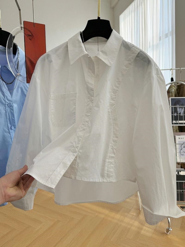 Chique Blouse 2024 Koreaanse Stijl Lange Mouwen Casual Office Lady Shirt Losse Dameskleding Top Eenvoudige Shirts