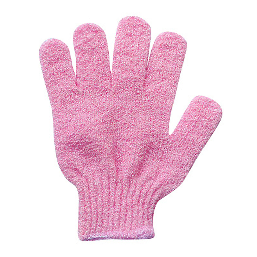 Exfoliating bathing gloves massage spa body scrub bath gloves 1 pair of five fingers soft and durable: Pink