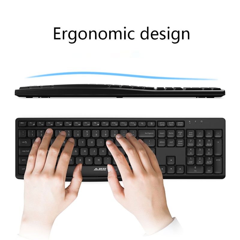 Ensemble clavier et souris sans fil ajazz  a2030w , étanche, silencieux et antibruit 10m ghz 2.4 pour ordinateur de bureau, ordinateur portable, android, ios, windows