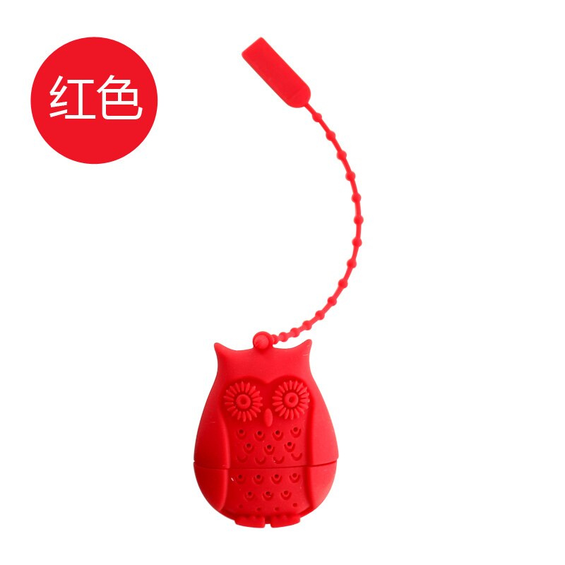 Ugle teposer te siler silikone teskefuld filter infuser silica gel filtrering kaffe te infuser: Rød