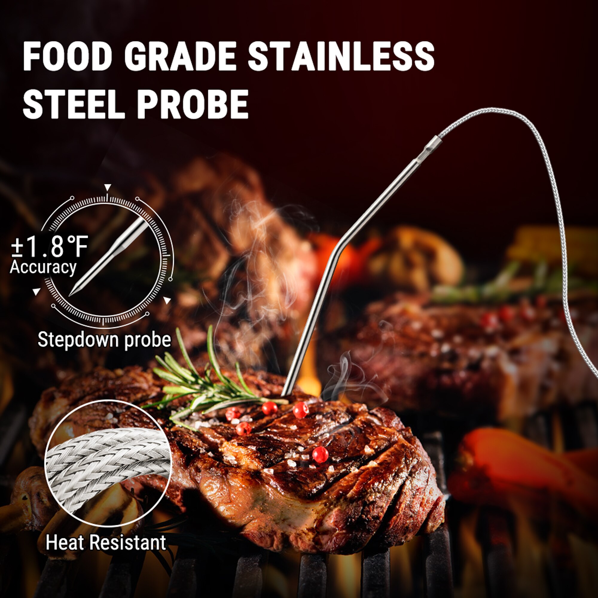Termómetro Digital Original ThermoPro TP-06S para horno de prueba y asado de alimentos con temporizador para barbacoa, parrilla, carne, cocina, alimentos