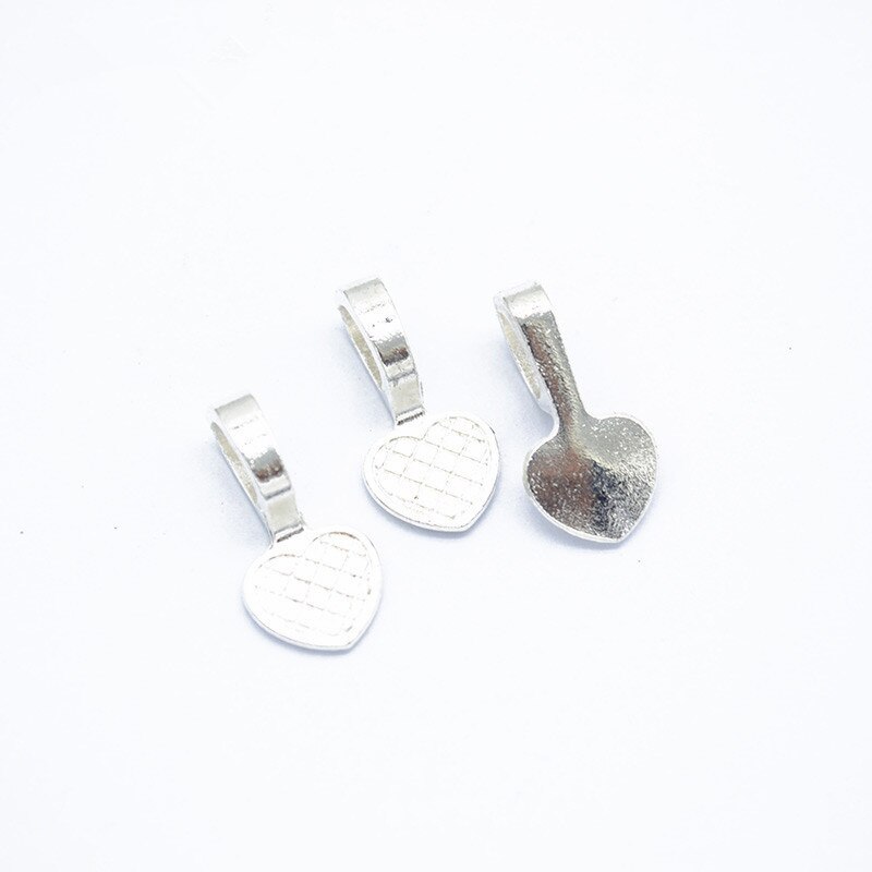 20 piezas de aleación de plata antigua de 19x9mm, almohadilla plana con pegamento en forma de corazón, baldosas colgantes, accesorios de joyería para cabujón: Silver