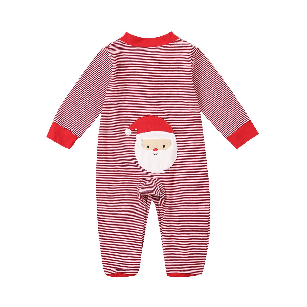 Pasgeboren Baby Kerst Footies Gestreepte Lange Mouwen Jumpsuit Cartoon Leuke Kerstman Patroon Xmas Playsuit Voor Peuter Baby Meisjes Jongens