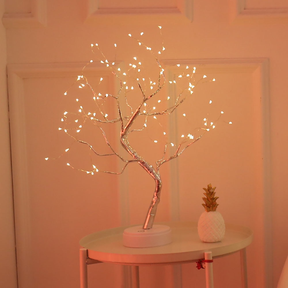 Tree Shaped LED Lamp Bonsai Style 108 Led Copper Wire DIY USB Night Light Touch Switch Control Christmas Decorative Light: Warm White