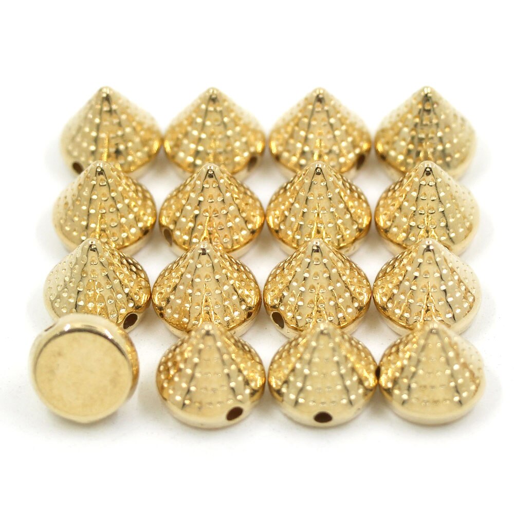 100Stck 10MM Kunststoff Kegel Spikes Silber Gold Nieten CCB Kegel Mit Punkt NäHenne Bolzen Auf Kleidung Punk Zubehör DIY Perlen Handwerk