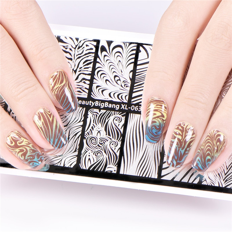 Nail art stämplingsplattor vattenmarmor manikyr stämpling för naglar diy nagel mall form nail art verktyg