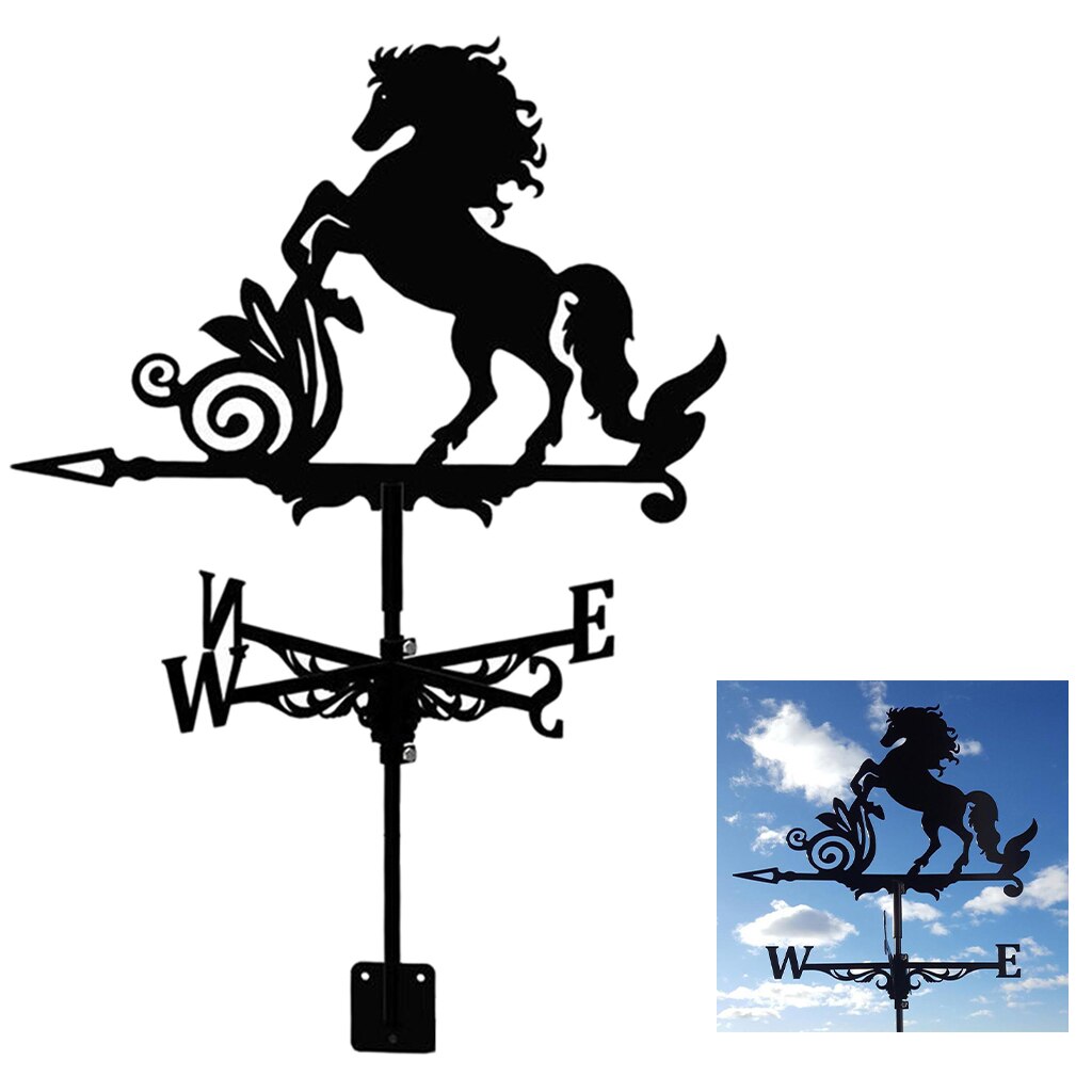 Weathervane Roof Mount Outdoor Wind Weather Direction Vane Retro Farm Garden: Horse